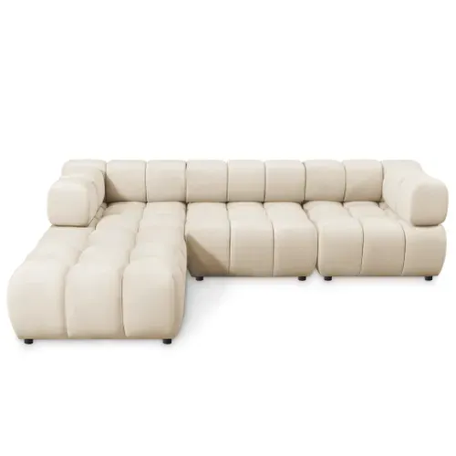 Canapé D'angle Réversible Capitonné Velours Beige Tondo