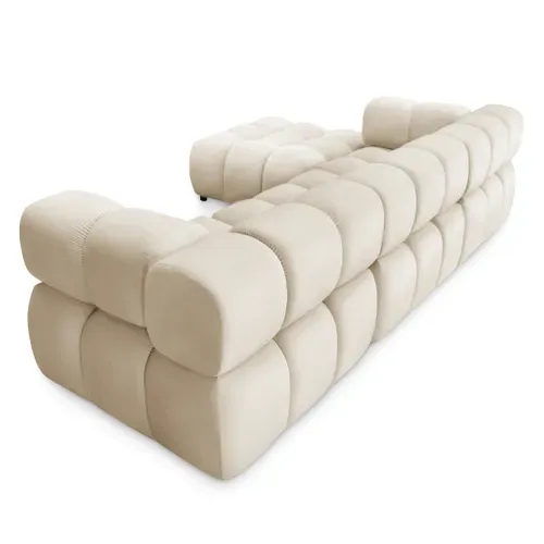 Canapé D'angle Réversible Capitonné Velours Beige Tondo