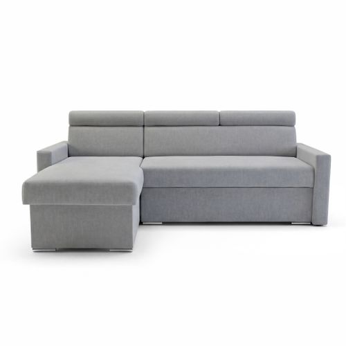 Canapé D'angle Convertible 4 Places Vega L En Velours Acier 224x151 Cm