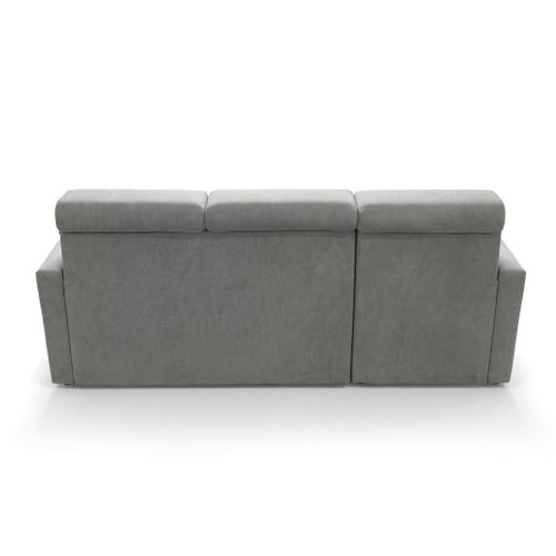 Canapé D'angle Convertible 4 Places Vega L En Velours Acier 224x151 Cm
