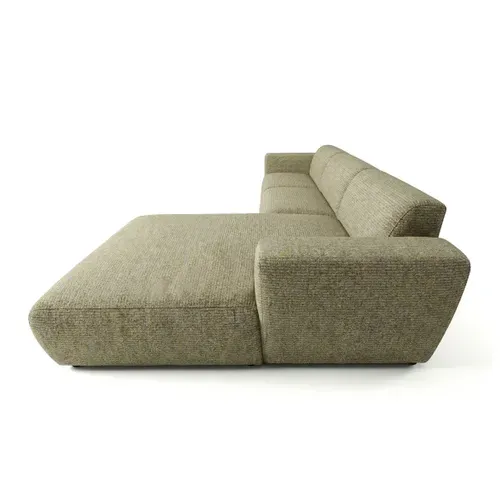 Canapé D'angle Droit Tissu Bouclé Kaki Gin