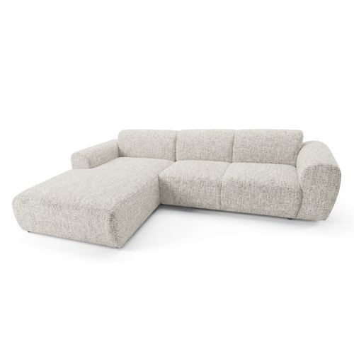 Canapé D'angle Gauche Tissu Bouclé Beige Gin