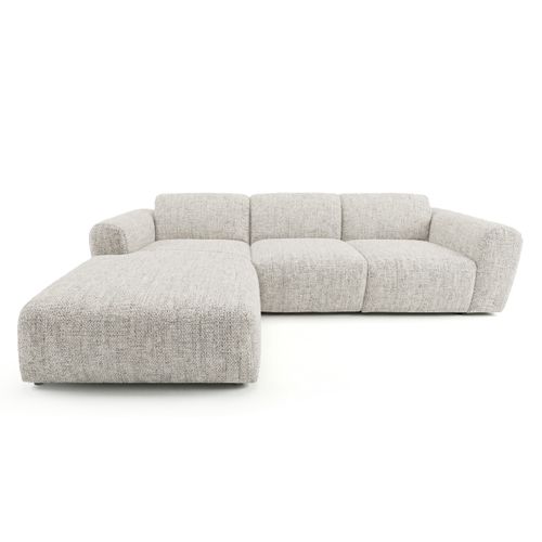 Canapé D'angle Gauche Tissu Bouclé Beige Gin