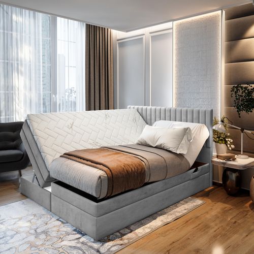 Lit Boxspring 200x200 Cm Adèle Ensemble De Matelas Et Sommier Relaxation Électrique