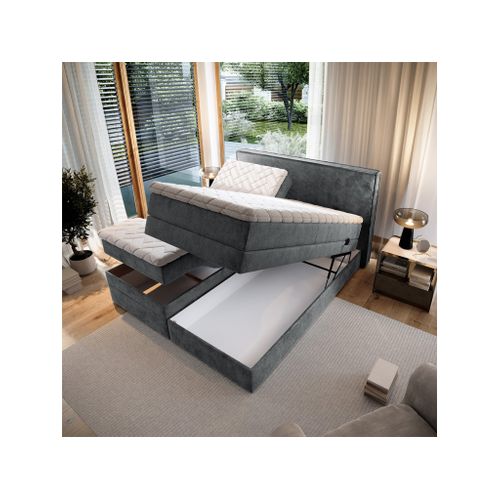 Lit Adulte 160x200 Positano - Ensemble Relaxation Électrique En Tissu Gris Foncé