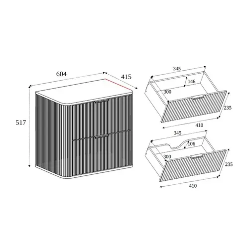 Meuble Sous Vasque à Suspendre Glamour Chêne Craft D'or 60 Cm