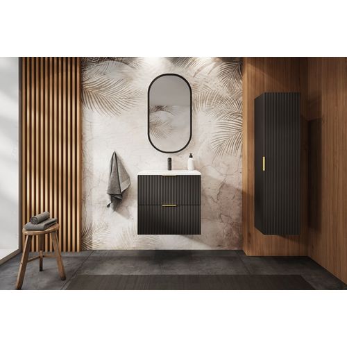 Meuble Suspendu Sous Lavabo Avec 2 Portes Flow Noir 60 Cm