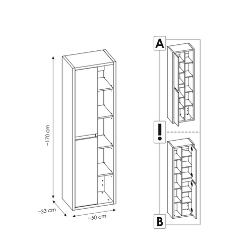Armoire Haute à 2 Portes Bois Clair