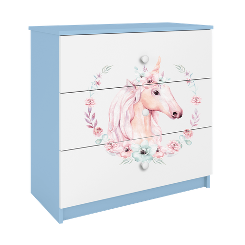 Commode D'enfants Avec Tiroirs Cheval - Couleur Bleue Babydreams