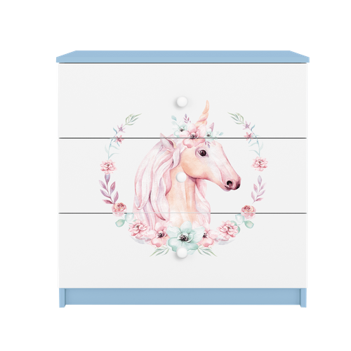 Commode D'enfants Avec Tiroirs Cheval - Couleur Bleue Babydreams