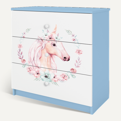 Commode D'enfants Avec Tiroirs Cheval - Couleur Bleue Babydreams