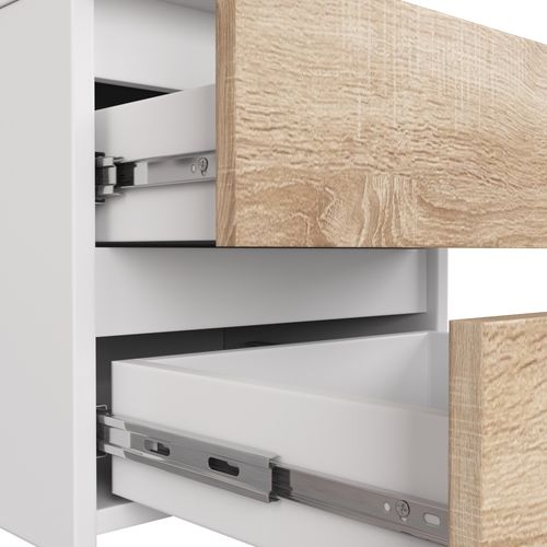 Commode Akord K120 Blanche 120 Cm 6 Tiroirs Façade Chêne Sonoma 120x40x77 Cm