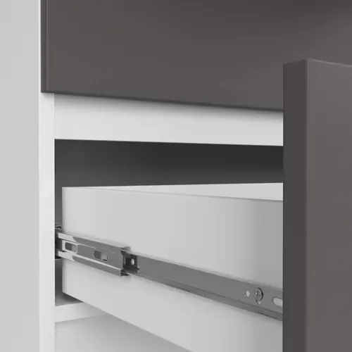 Grande Commode Pour Le Salon Akord K160 Blanche 160 Cm 10 Tiroirs Façade Gris Graphite 160x40x121 Cm