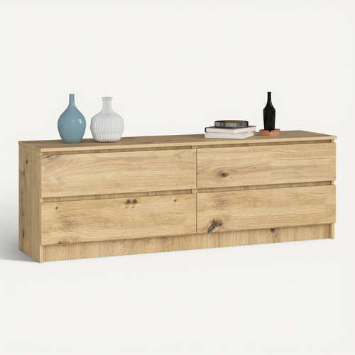 Grande Commode Pour Le Salon K160 Chêne Artisan 160 Cm 4 Tiroirs Façade Chêne Artisan 160x40x55