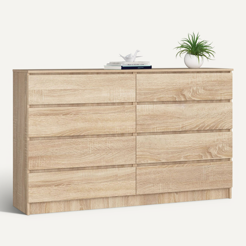 Grande Commode Pour Le Salon K160 Chêne Sonoma 160 Cm 8 Tiroirs Façade Chêne Sonoma 160x40x99 Cm