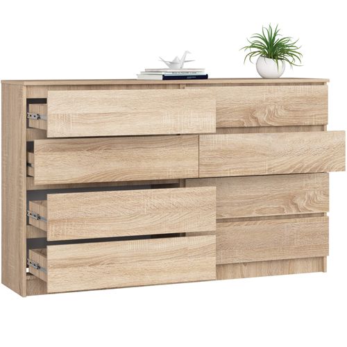 Grande Commode Pour Le Salon K160 Chêne Sonoma 160 Cm 8 Tiroirs Façade Chêne Sonoma 160x40x99 Cm