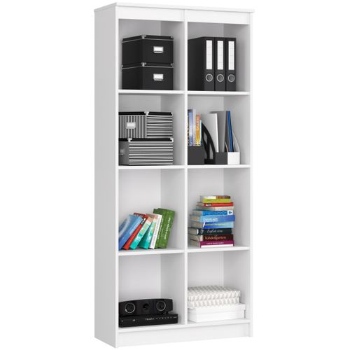 Bibliothèque De Bureau R80 Blanche 80 Cm 1 Porte Façade Gris Graphite 8 Étagères 80x35x180 Cm