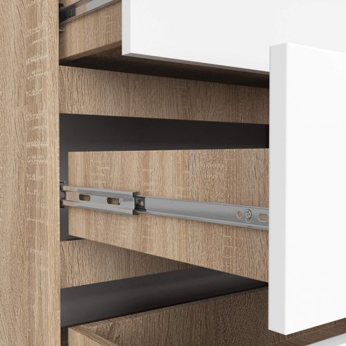 Grande Commode Pour Le Salon Akord K160 Chêne Sonoma 160 Cm 8 Tiroirs Façade Blanche 160x40x99 Cm