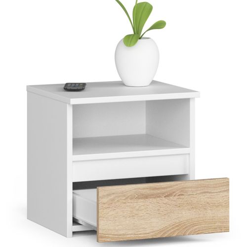 Table De Chevet Cl1 Blanche 40 Cm 1 Tiroir Couleur Chêne Sonoma 40x35x40 Cm