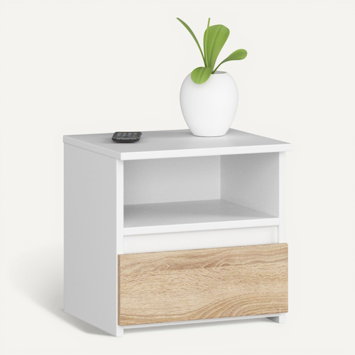 Table De Chevet Cl1 Blanche 40 Cm 1 Tiroir Couleur Chêne Sonoma 40x35x40 Cm