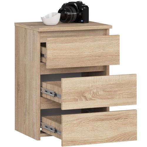 Table De Chevet Cl3 Chêne Sonoma 40 Cm 3 Tiroirs Façade Chêne Sonoma 40x35x57 Cm