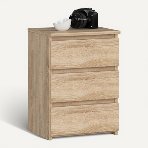 Table De Chevet Cl3 Chêne Sonoma 40 Cm 3 Tiroirs Façade Chêne Sonoma 40x35x57 Cm