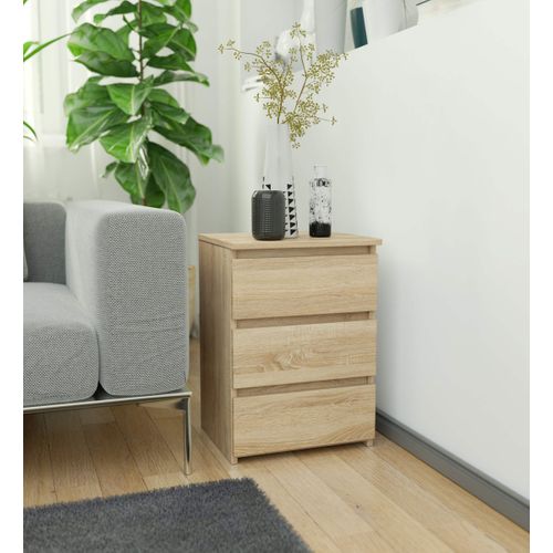 Table De Chevet Cl3 Chêne Sonoma 40 Cm 3 Tiroirs Façade Chêne Sonoma 40x35x57 Cm