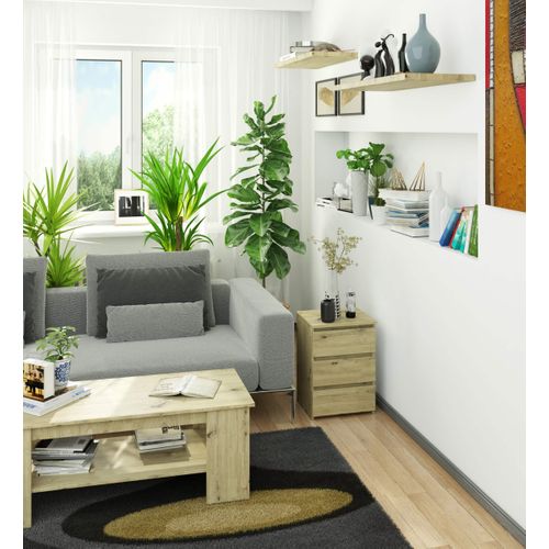 Commode Cl3 Chêne Artisan 40 Cm 3 Tiroirs Façade Chêne Artisan 40x35x57 Cm