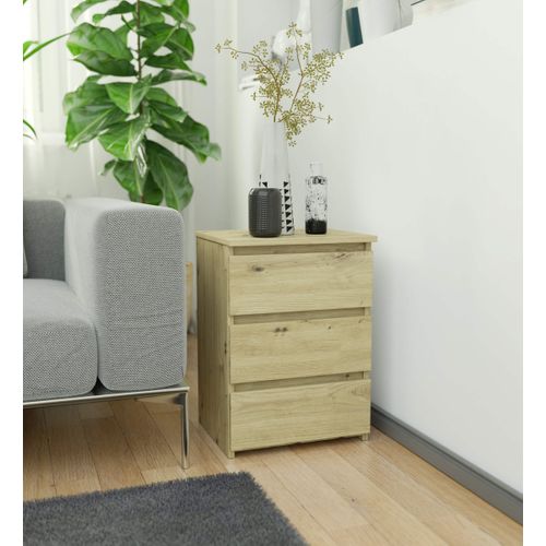 Commode Cl3 Chêne Artisan 40 Cm 3 Tiroirs Façade Chêne Artisan 40x35x57 Cm