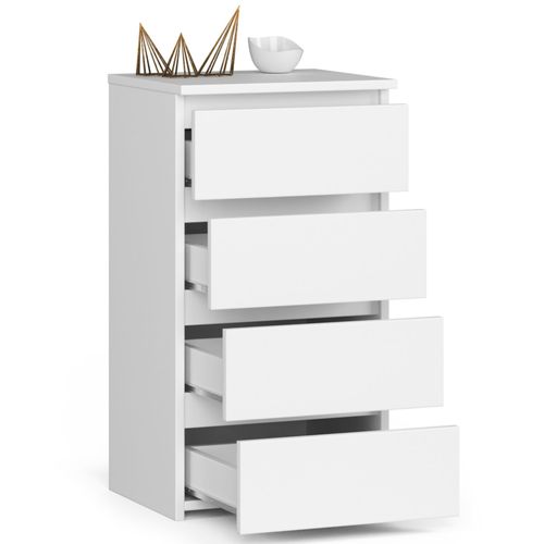 Commode Cl4 Blanche 40 Cm 4 Tiroirs Façade Blanche 40x35x74 Cm