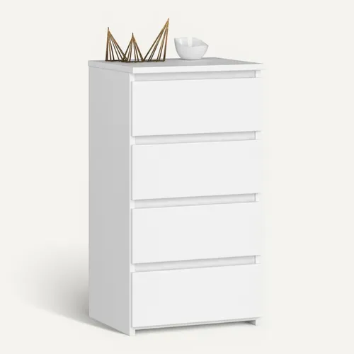 Commode Cl4 Blanche 40 Cm 4 Tiroirs Façade Blanche 40x35x74 Cm