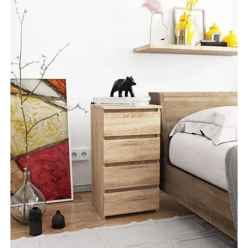 Commode Cl4 Chêne Sonoma 40 Cm 4 Tiroirs Façade Chêne Sonoma 40x35x74 Cm