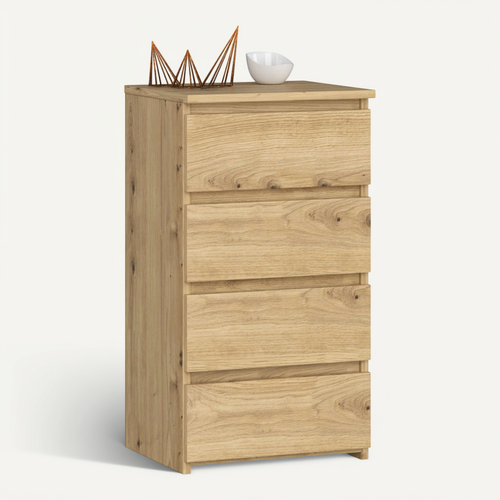 Commode Cl4 Chêne Artisan 40 Cm 4 Tiroirs Façade Chêne Artisan 40x35x74 Cm