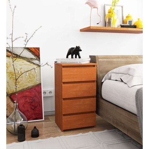 Commode Cl4 Aulne 40 Cm 4 Tiroirs Façade Aulne 40x35x74 Cm