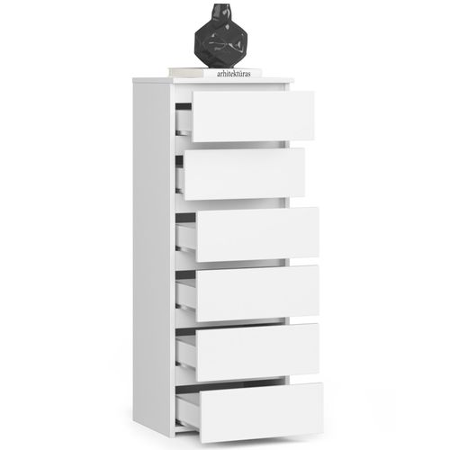 Commode Cl6 Blanche 40 Cm 6 Tiroirs Façade Blanche 40x35x109 Cm