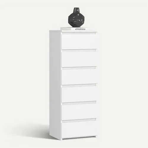 Commode Cl6 Blanche 40 Cm 6 Tiroirs Façade Blanche 40x35x109 Cm