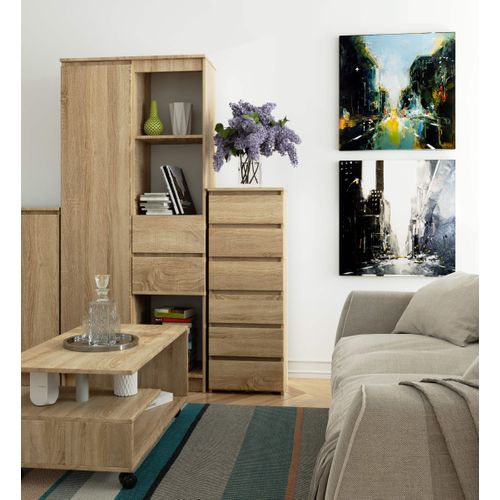Commode Cl6 Chêne Sonoma 40 Cm 6 Tiroirs Façade Chêne Sonoma 40x35x109 Cm