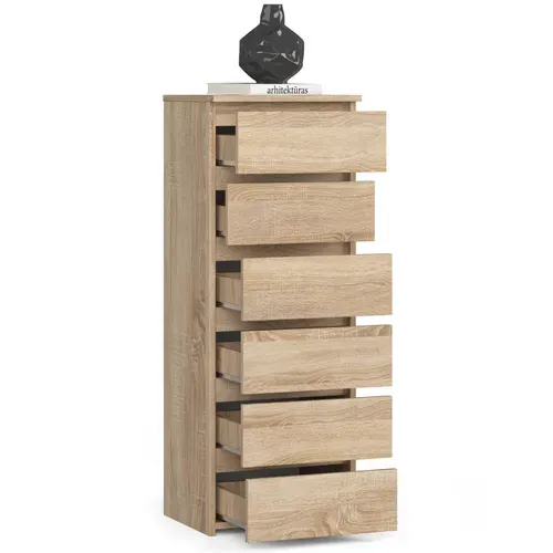 Commode Cl6 Chêne Sonoma 40 Cm 6 Tiroirs Façade Chêne Sonoma 40x35x109 Cm