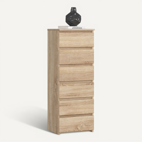 Commode Cl6 Chêne Sonoma 40 Cm 6 Tiroirs Façade Chêne Sonoma 40x35x109 Cm