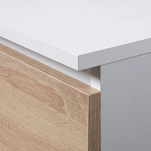 Bureau D'ordinateur Gauche A7 Blanc 90 Cm 4 Tiroirs Façade Chêne Sonoma 90x50x77 Cm