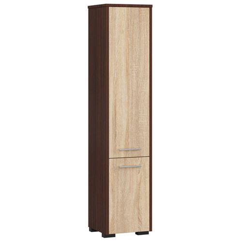 Colonne Salle De Bains Fin Wengé 30 Cm 2 Portes Façade Chêne Sonoma 5 Étagères 30x30x140 Cm