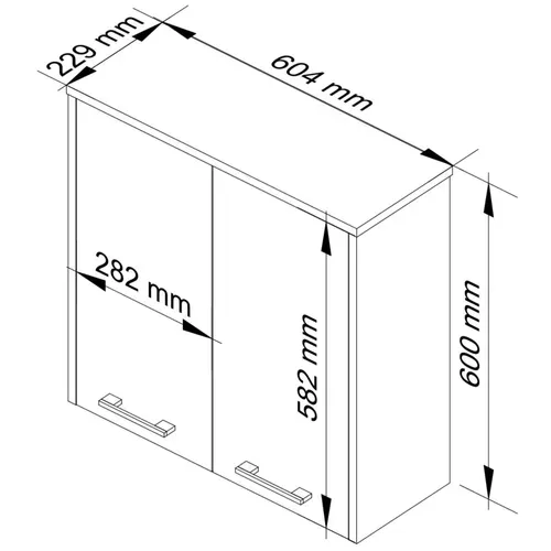 Armoire Salle De Bains Fin Accr. Au Mur Chêne Sonoma 60 Cm 2 Portes Façade Blanche 2 Étagères