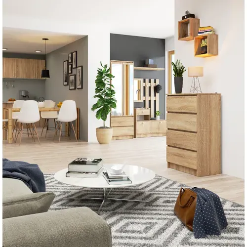 Commode K60 Chêne Craft 60 Cm 4 Tiroirs Façade Chêne Craft 60x40x99 Cm