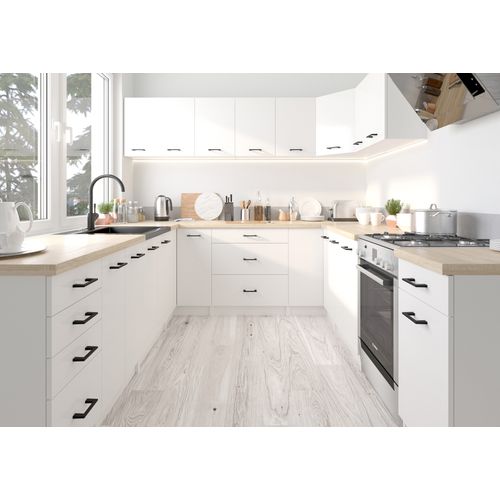 Meuble De Cuisine Bas S40 Oliwia Modulable Blanc 40 Cm 3 Tiroirs Façade Blanche 40x46x85 Cm