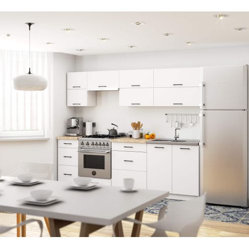 Meuble De Cuisine Bas S40 Oliwia Modulable Blanc 40 Cm 3 Tiroirs Façade Blanche 40x46x85 Cm