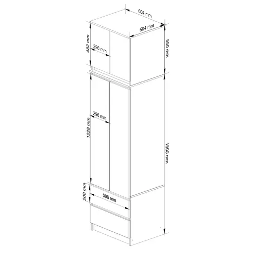 Armoire Avec Surmeuble Akord S60 Chêne Sonoma 60 Cm 2 Portes 2 Tiroirs Façade Chêne Sonoma