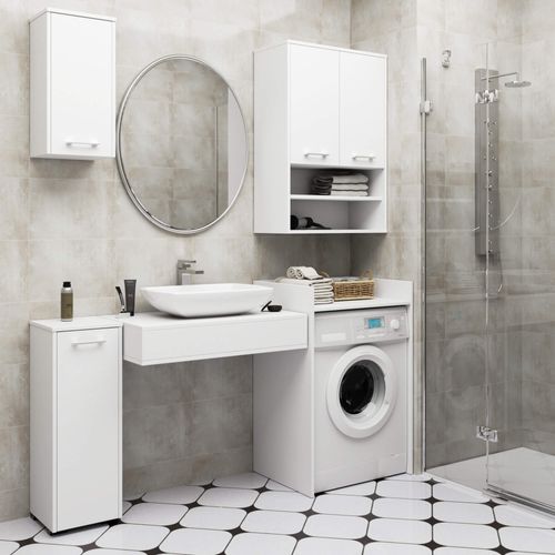 Meuble Pour Lave-linge Fin Blanche 64 Cm 1 Étagère 64x50x98 Cm