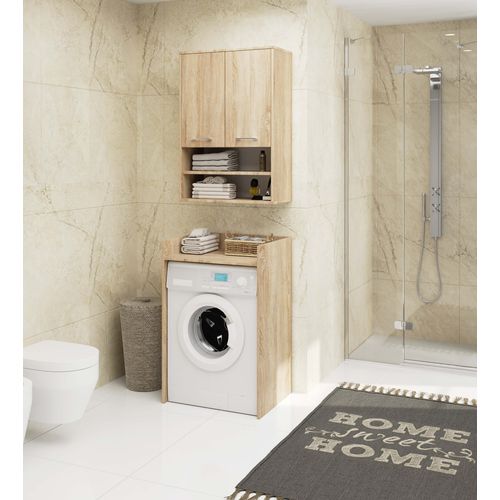 Armoire Salle De Bains Suspendue Fin Chêne Sonoma 64 Cm 2 Portes Façade Chêne Sonoma 64x30x94 Cm