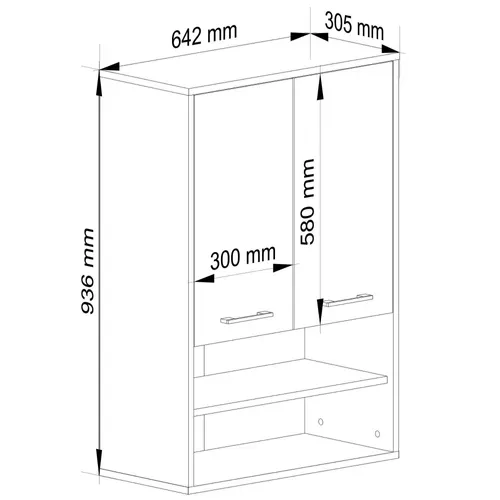 Armoire Salle De Bains Suspendue Fin Chêne Sonoma 64 Cm 2 Portes Façade Chêne Sonoma 64x30x94 Cm