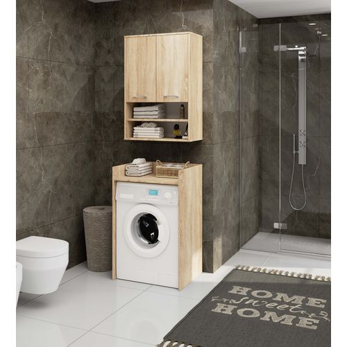 Armoire Salle De Bains Suspendue Fin Chêne Sonoma 64 Cm 2 Portes Façade Chêne Sonoma 64x30x94 Cm